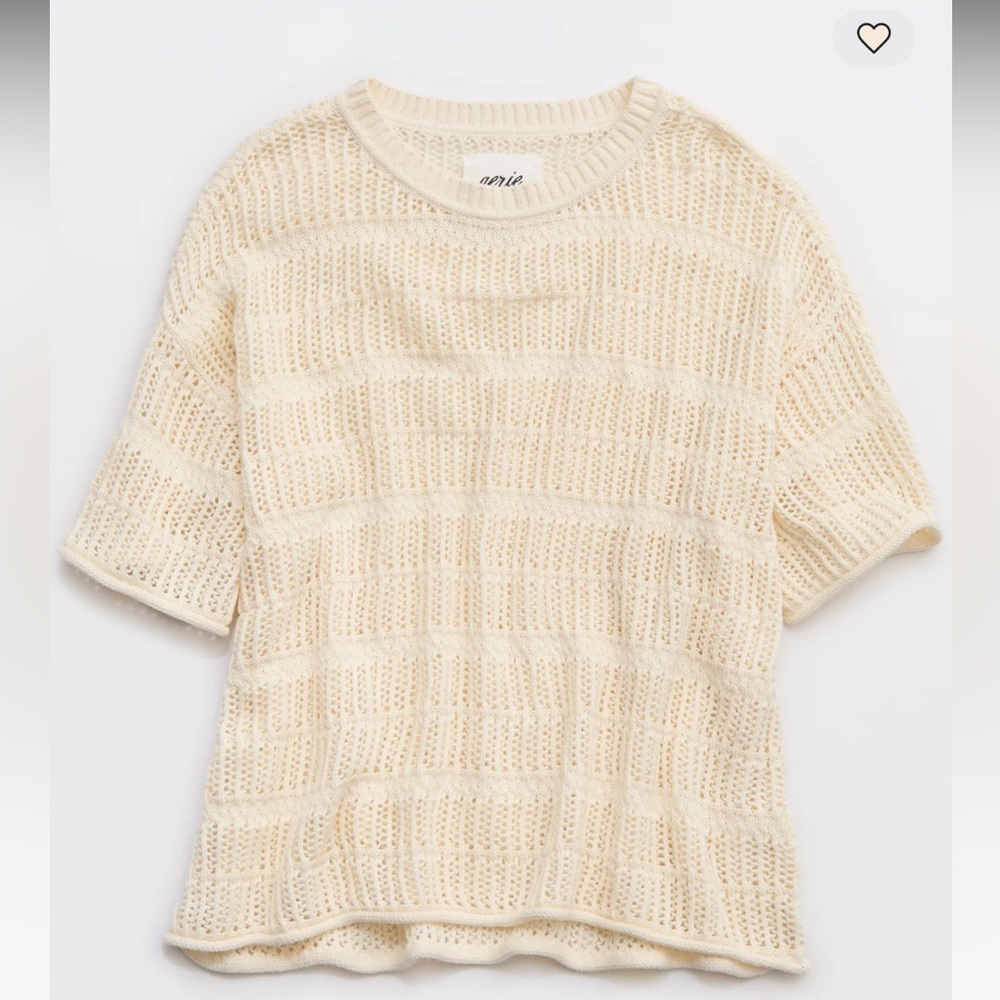 NWT Crochet Oversized Short Sleeve Sweater